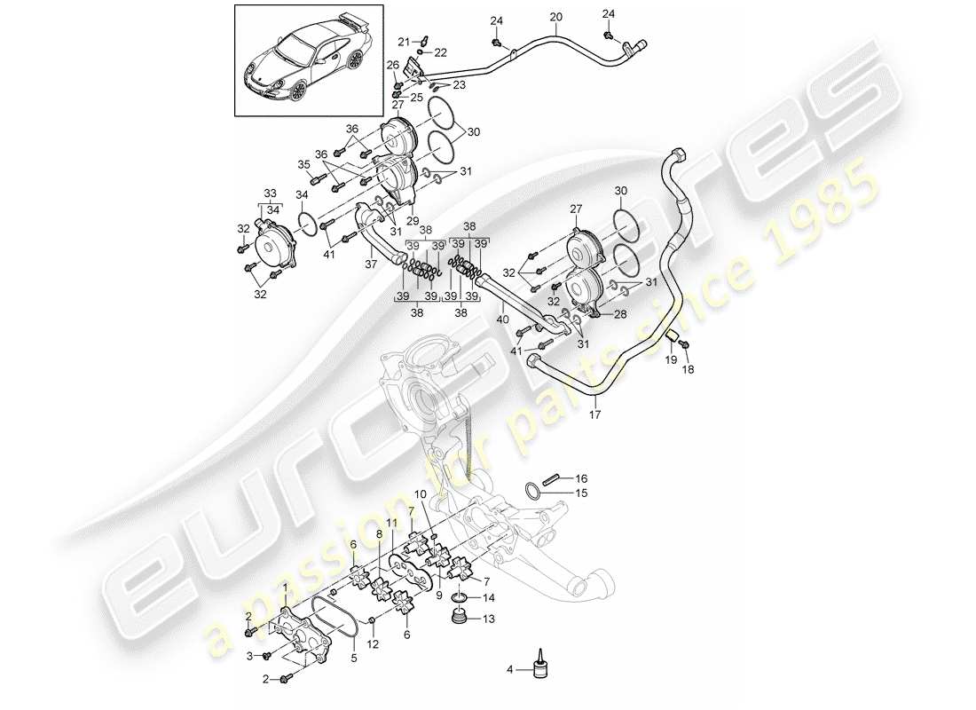porsche 2007 (997-1 gt3) l'approvisionnement en pétrole schéma des pièces