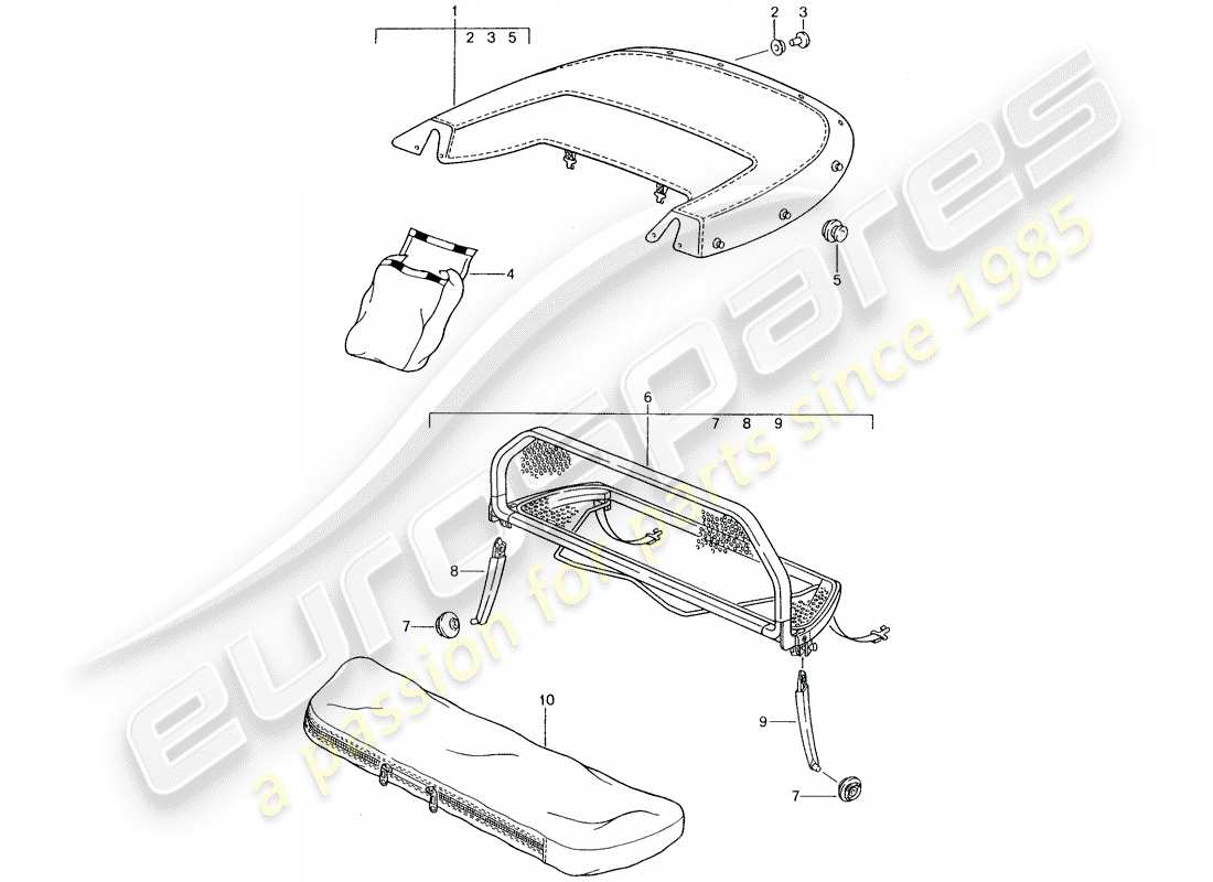 porsche 2011 (tequipment) couvercle de botte schéma des pièces