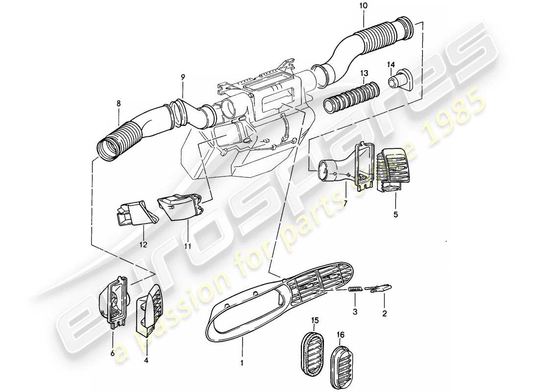 porsche 968 (1995) diagramme des pièces du conduit d'air