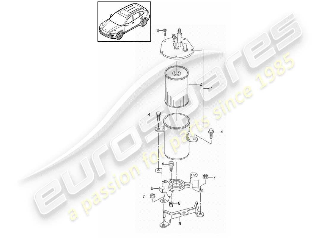 porsche 2012 (cayenne e2 92a) système de carburant schéma des pièces