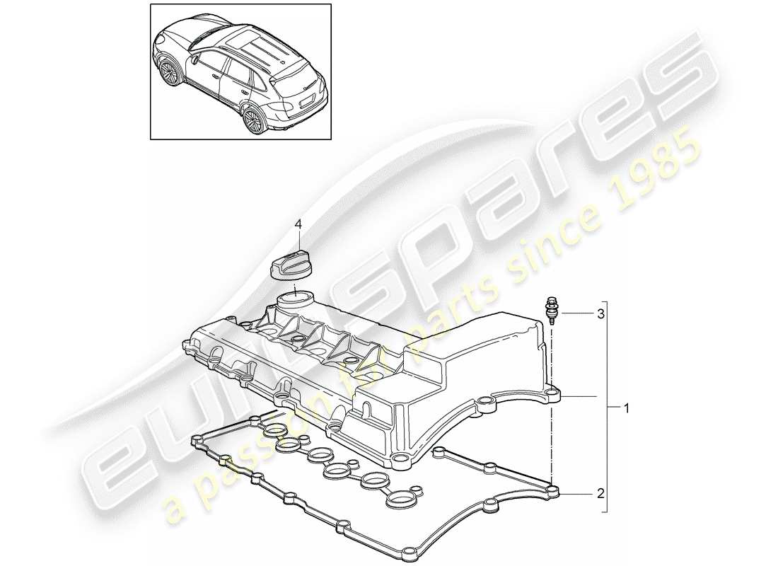 porsche 2012 (cayenne e2 92a) couvercle de soupape schéma des pièces