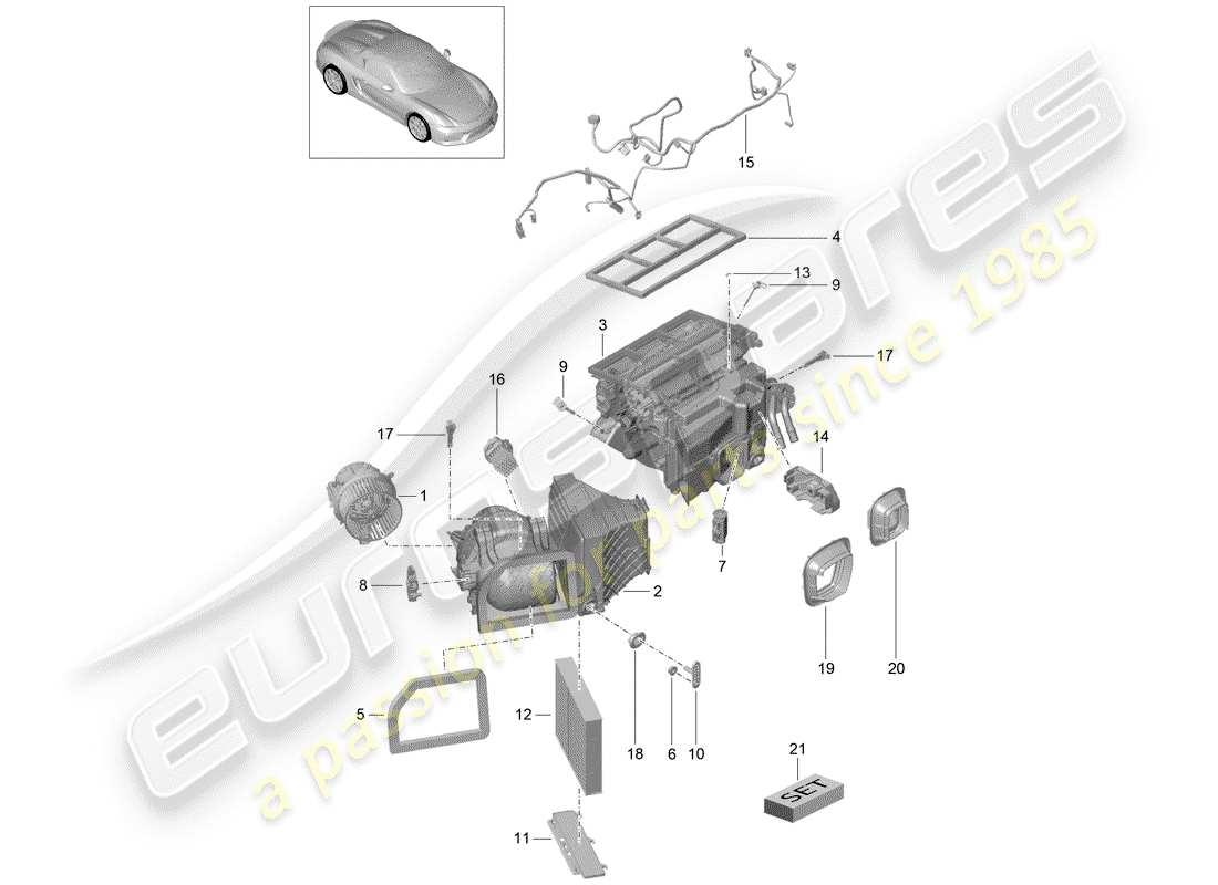 porsche 2016 (981 boxster spyder) climatiseur schéma des pièces