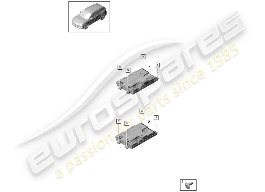 porsche 2020 (cayenne e3 9ya/9yb) amplificateur schéma des pièces