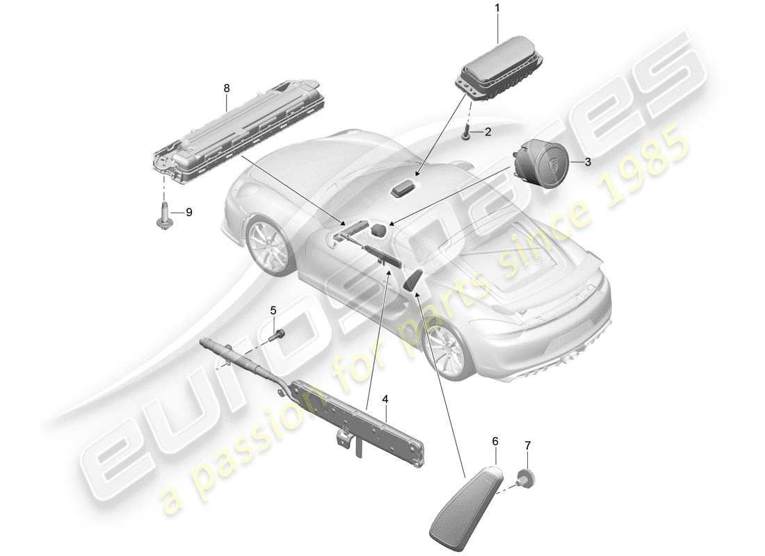 porsche 2016 (981 cayman gt4) schéma des pièces de l'airbag