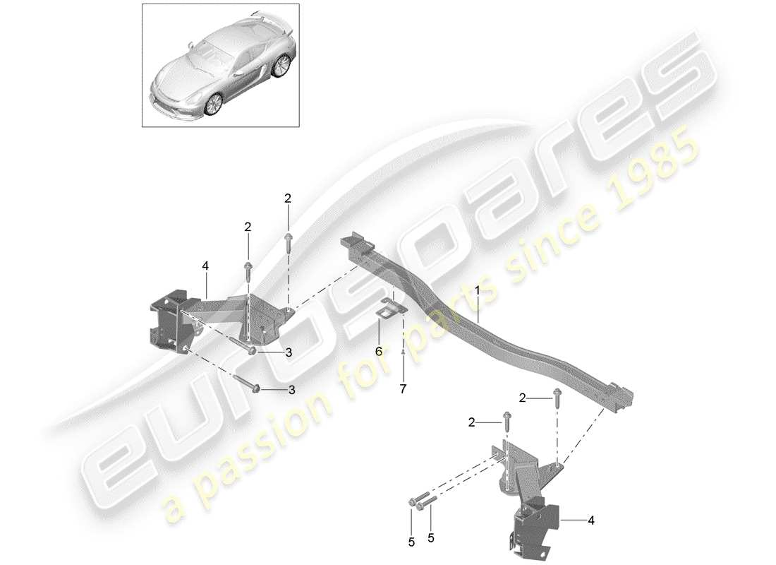 porsche 2016 (981 cayman gt4) diagramme des pièces de la traverse