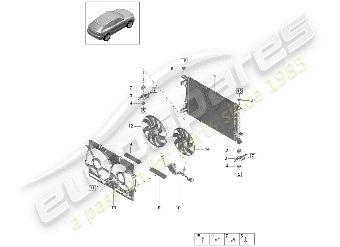 porsche 2020 (macan) refroidissement par eau schéma des pièces
