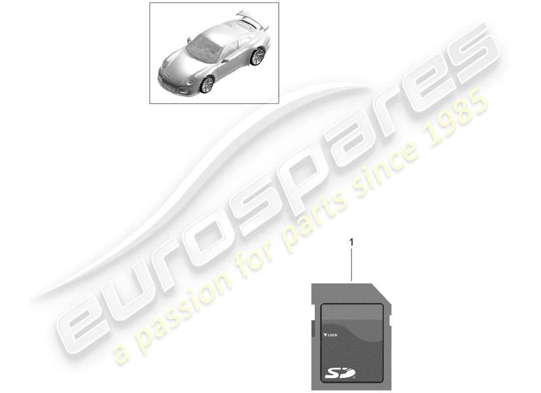 porsche 2017 (991-2 r/gt3/rs) carte sd schéma des pièces