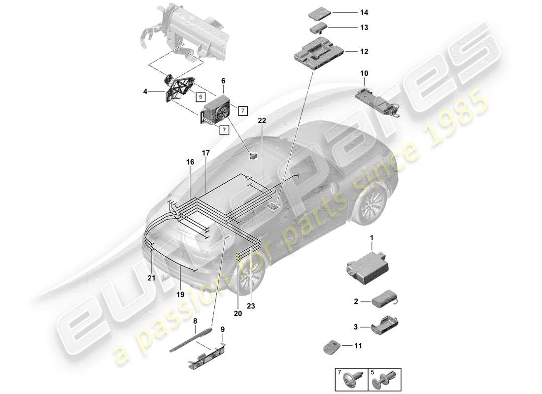 porsche 2020 (cayenne e3 9ya/9yb) pour les véhicules avec téléphone schéma des pièces