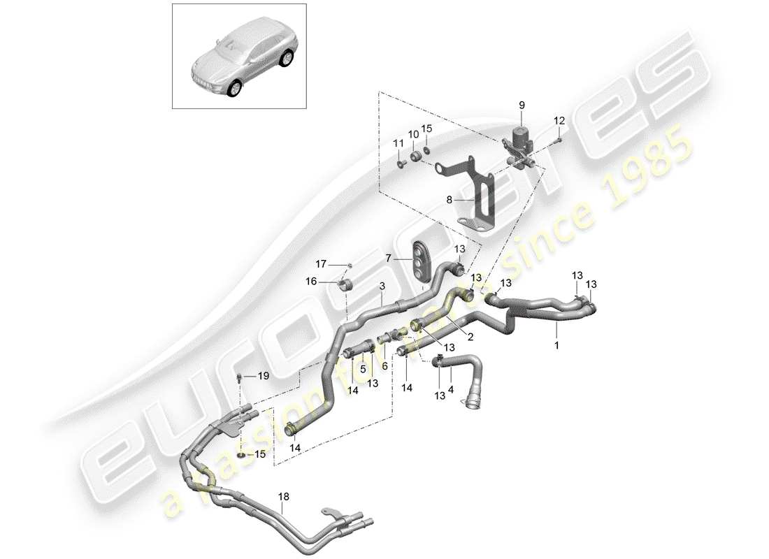 porsche 2014 (macan) schéma des pièces du chauffage