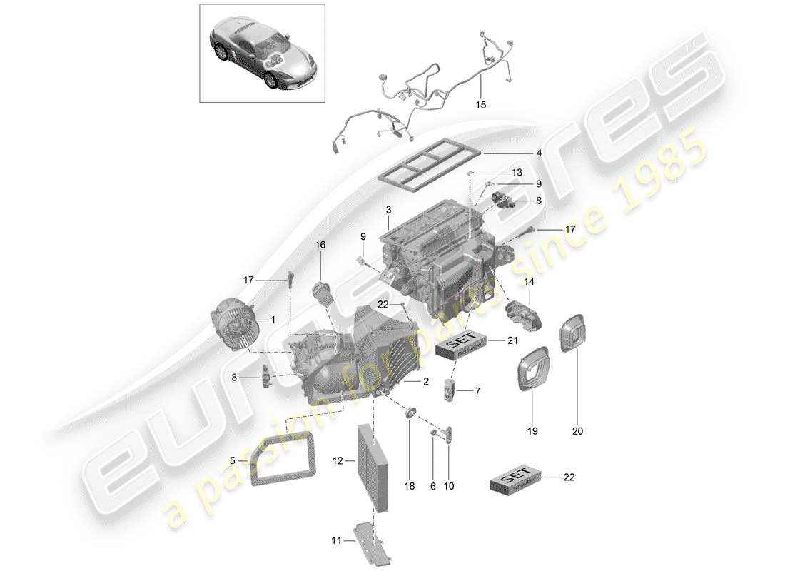 porsche 2017 (718 boxster) climatiseur schéma des pièces