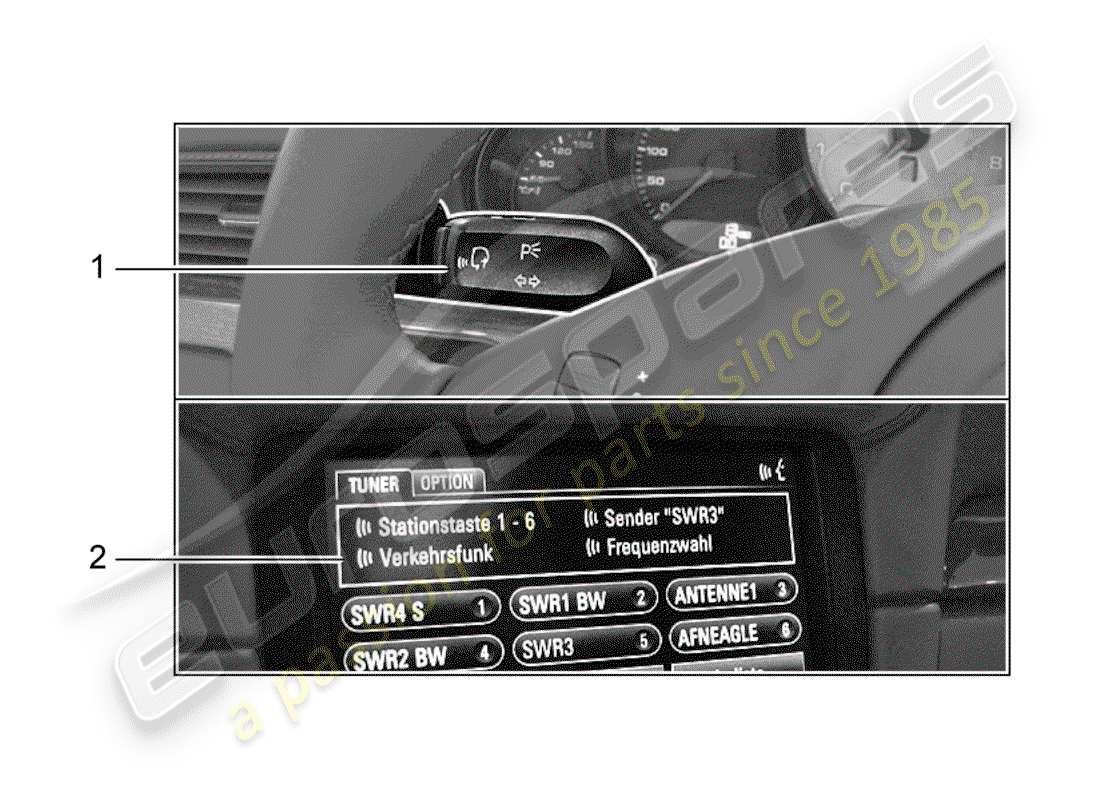 porsche 2012 (tequipment 98x/99x) sélection de la langue schéma des pièces