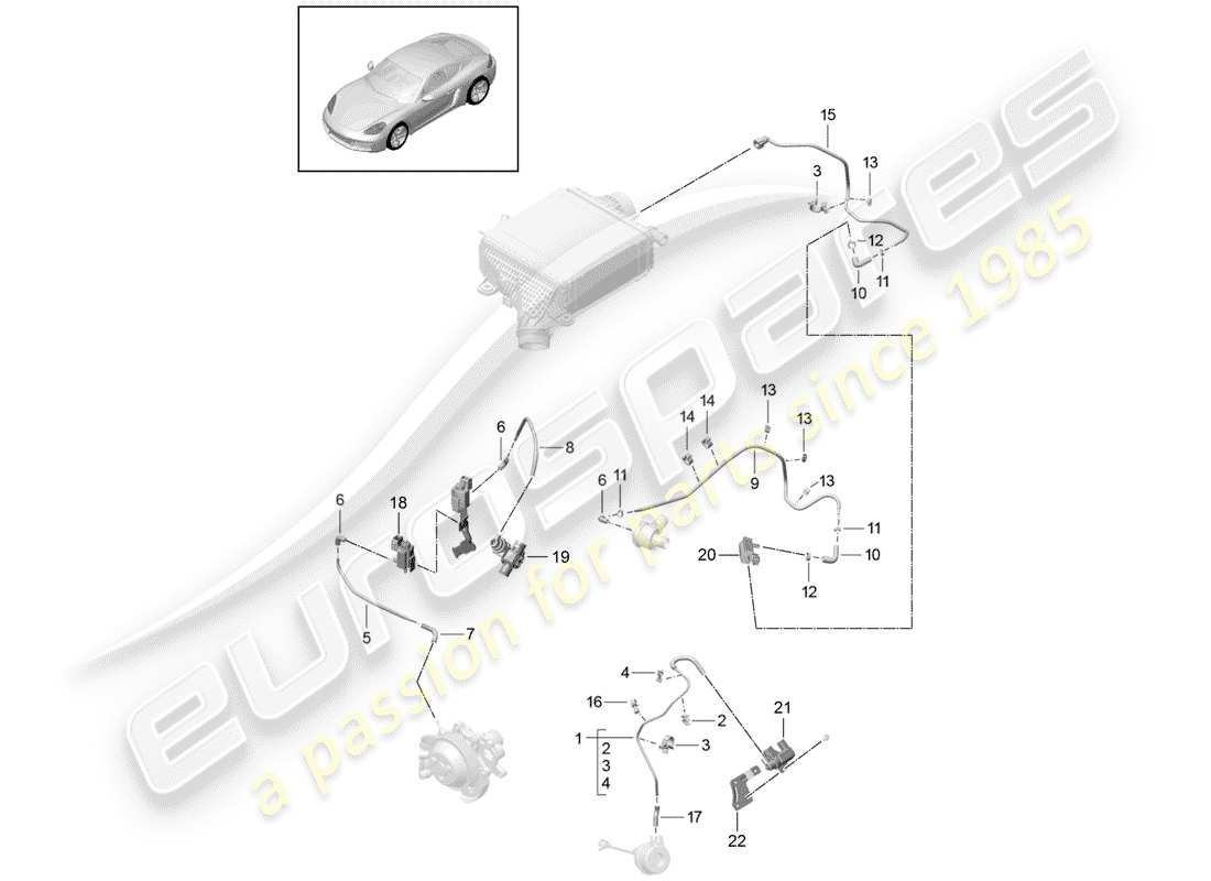 porsche 2017 (718 cayman) ligne de contrôle schéma des pièces