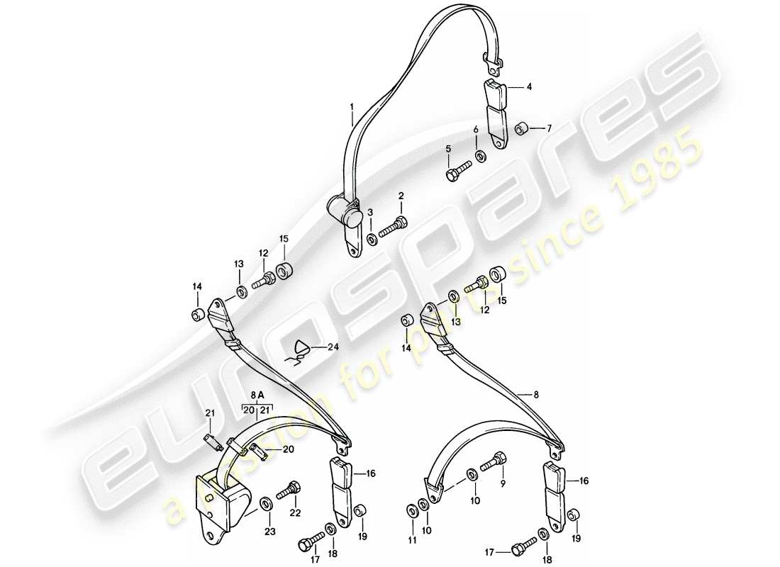 porsche 1985 (928) ceinture de sécurité schéma des pièces