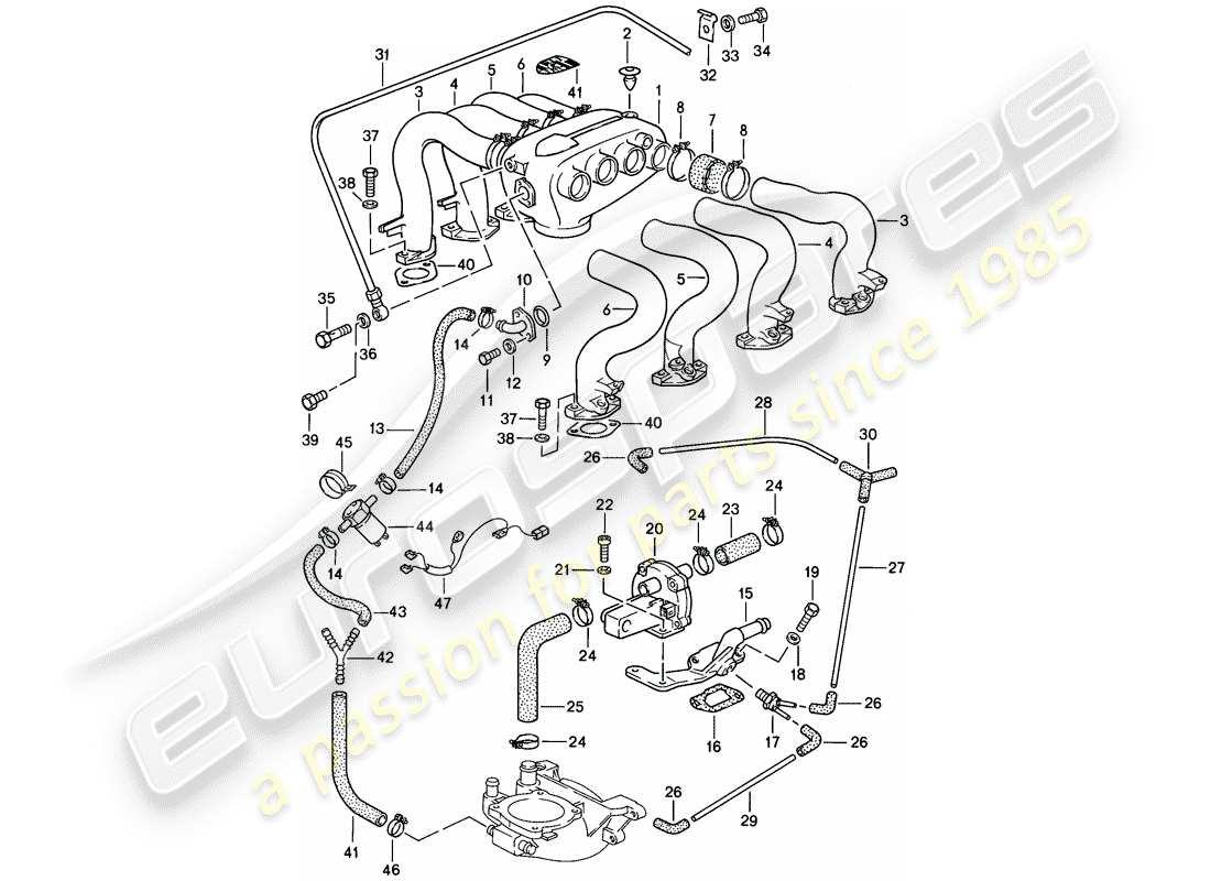 porsche 1986 (928) l-jetronic - 3 - - d >> - mj 1984 schéma des pièces