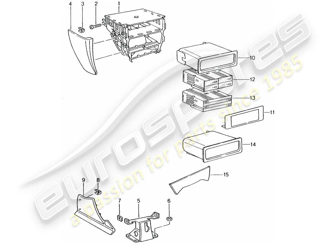 porsche 2005 (996) console centrale schéma des pièces