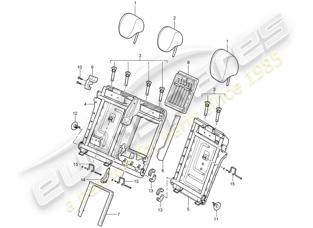 porsche 2003 (cayenne e1 9pa) diagramme des pièces de l'appui-tête