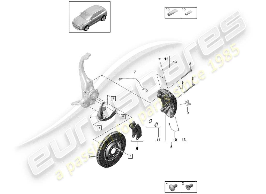 porsche 2019 (macan) freins à disque schéma des pièces
