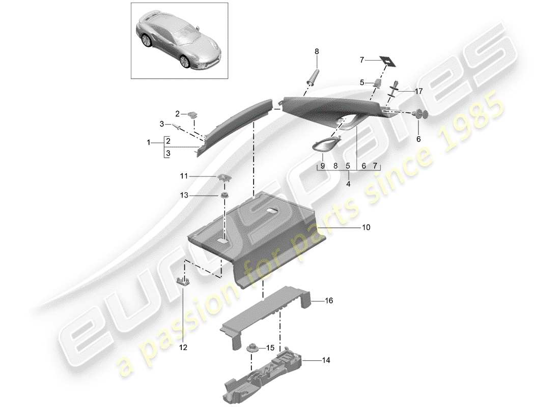 porsche 2014 (991-1 turbo) garnitures schéma des pièces