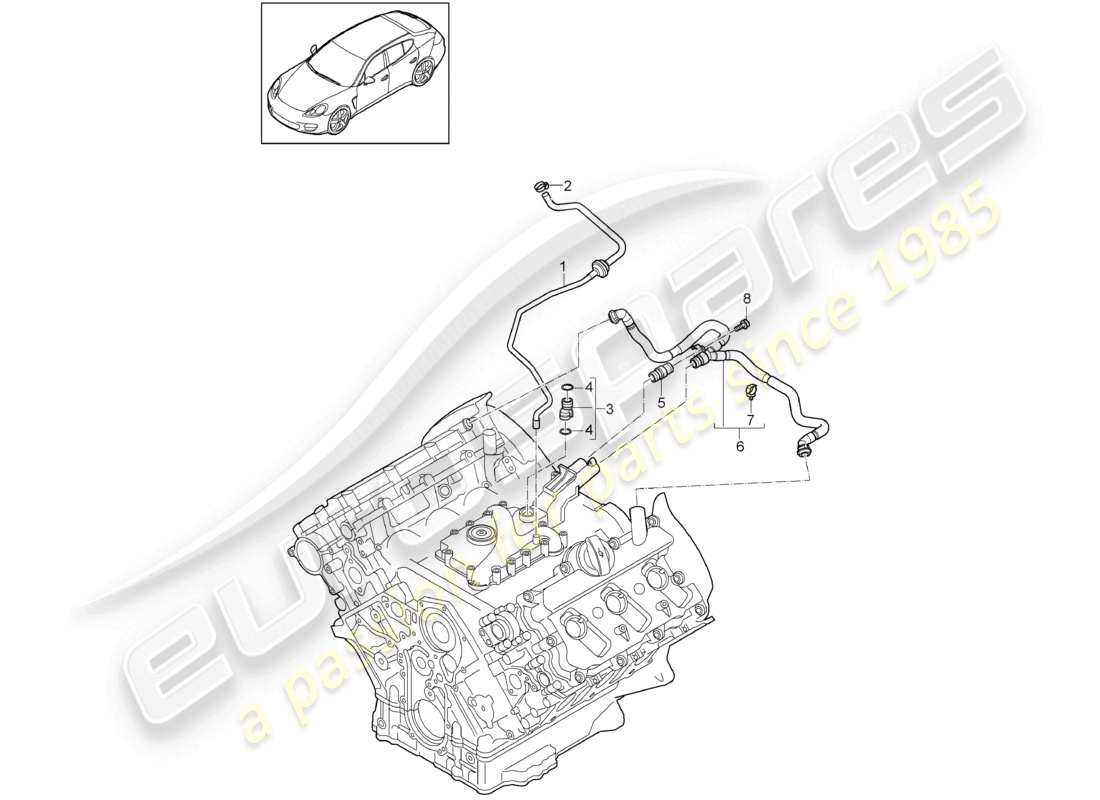 porsche 2010 (cayenne e1 9pa) conduite de reniflard carter de vilebrequin schéma des pièces