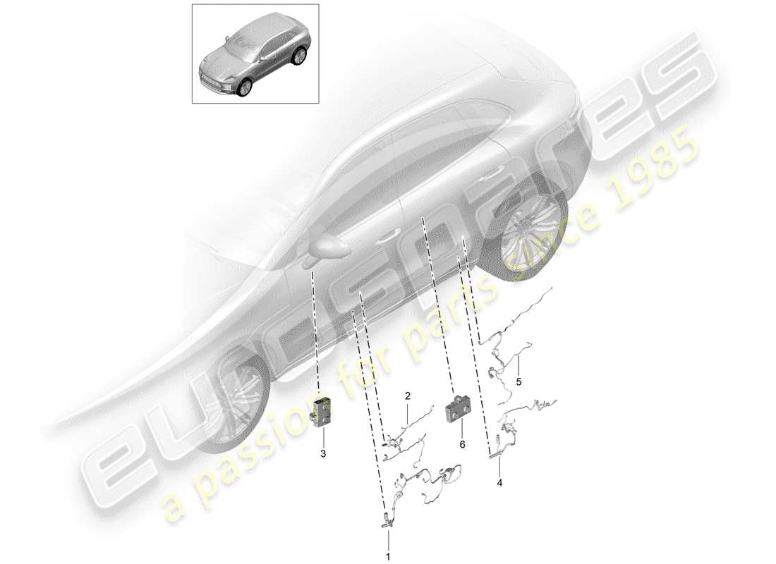 porsche 2019 (macan) diagramme des pièces du harnais