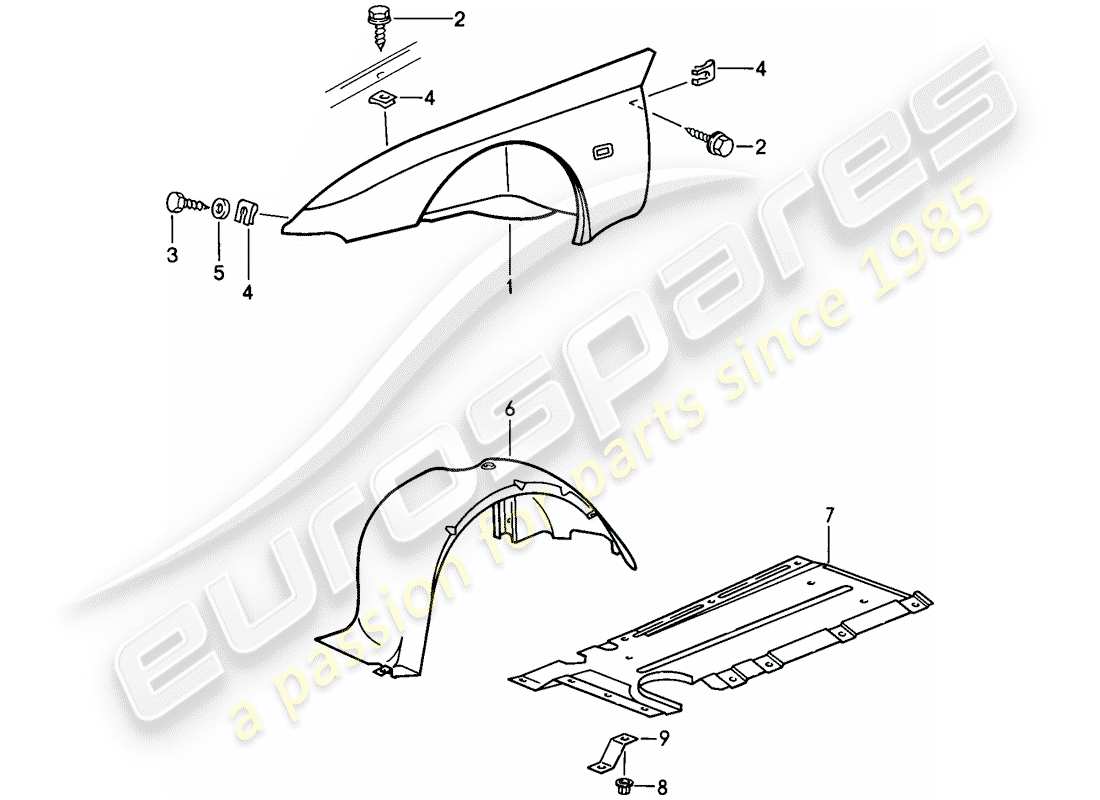 porsche 1988 (944) diagramme des pièces fender