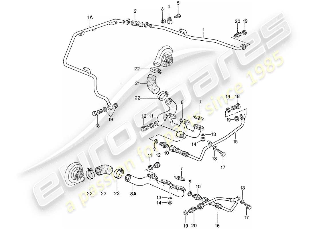 porsche 1987 (959) refroidissement par eau 4 schéma des pièces