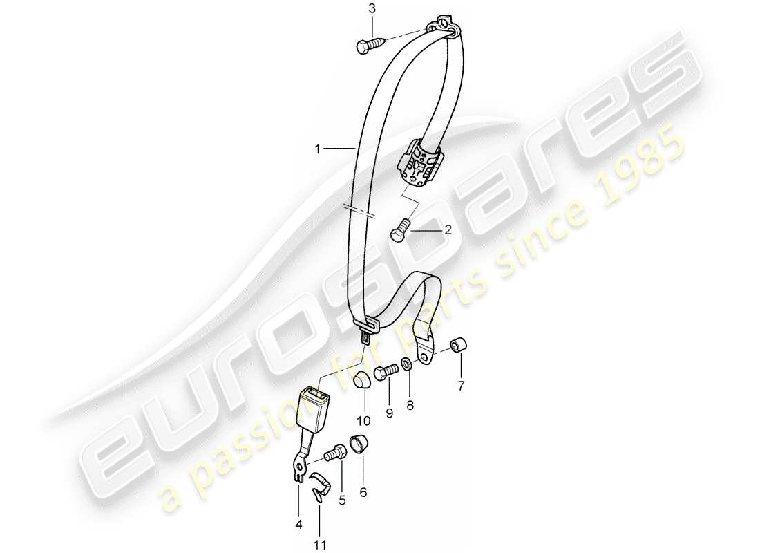 porsche 2009 997-2 turbo / gt2 ceinture de sécurité schéma des pièces