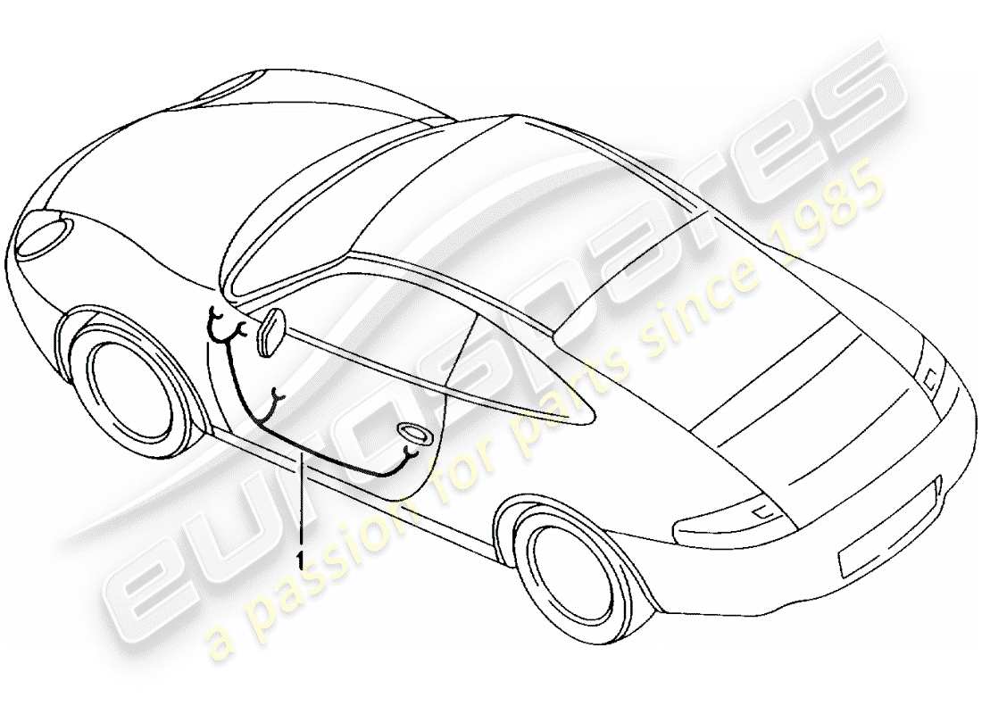 porsche 2002 (996 gt3) faisceau de cablage - porte conducteur - porte passager schéma des pièces