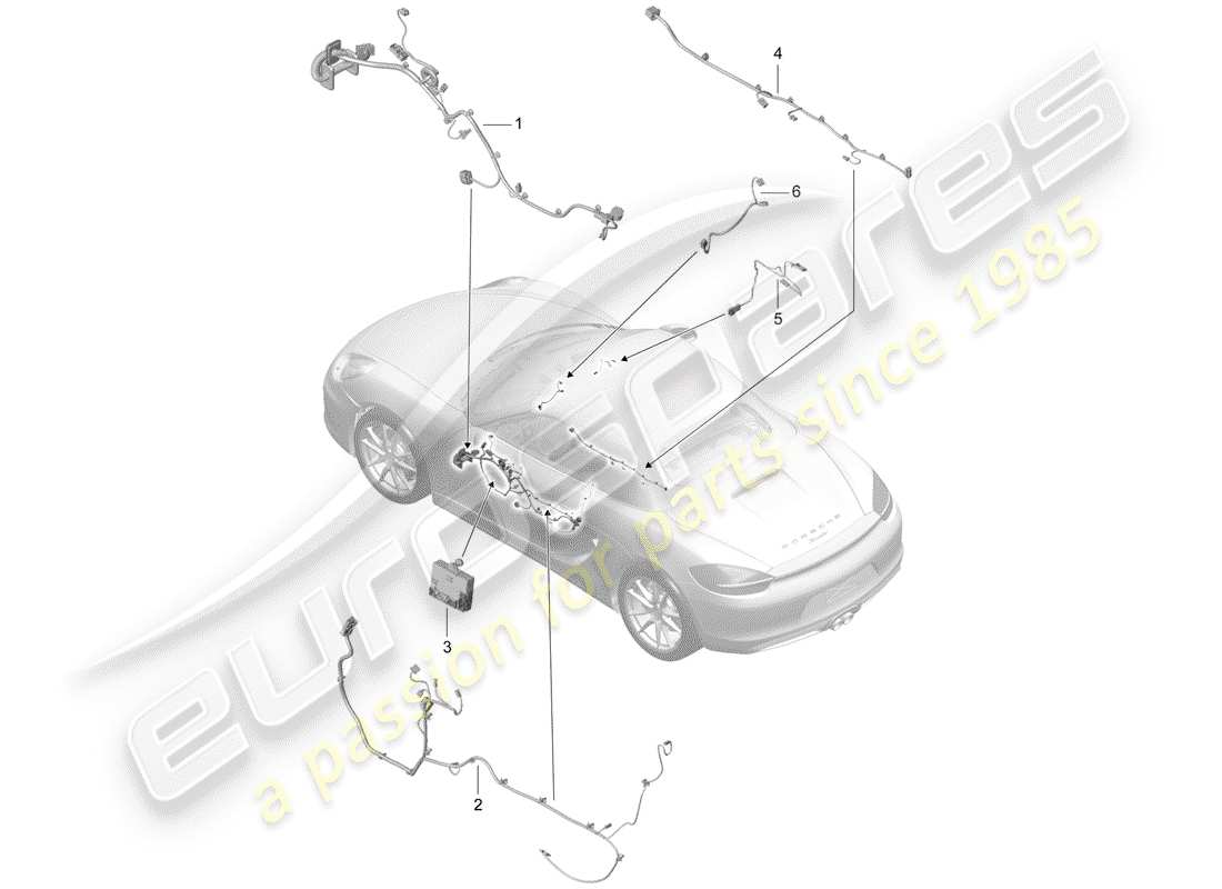 porsche 2015 (981 boxster) faisceau de câblage schéma des pièces