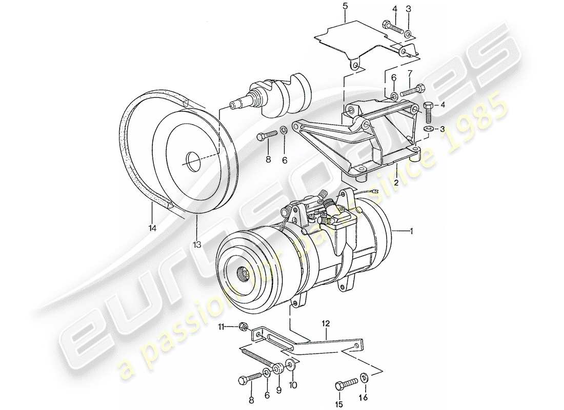 porsche 1991 (928) compresseur - assemblage schéma des pièces