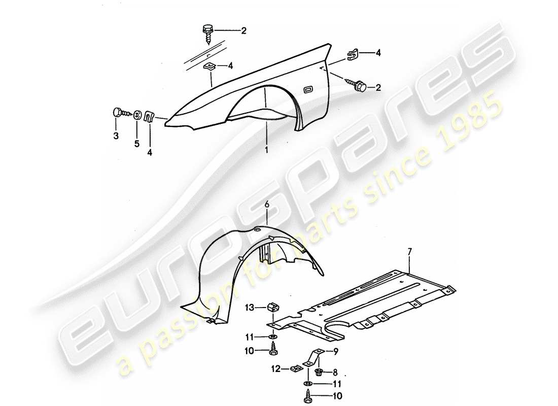 porsche 1990 (944) diagramme des pièces fender