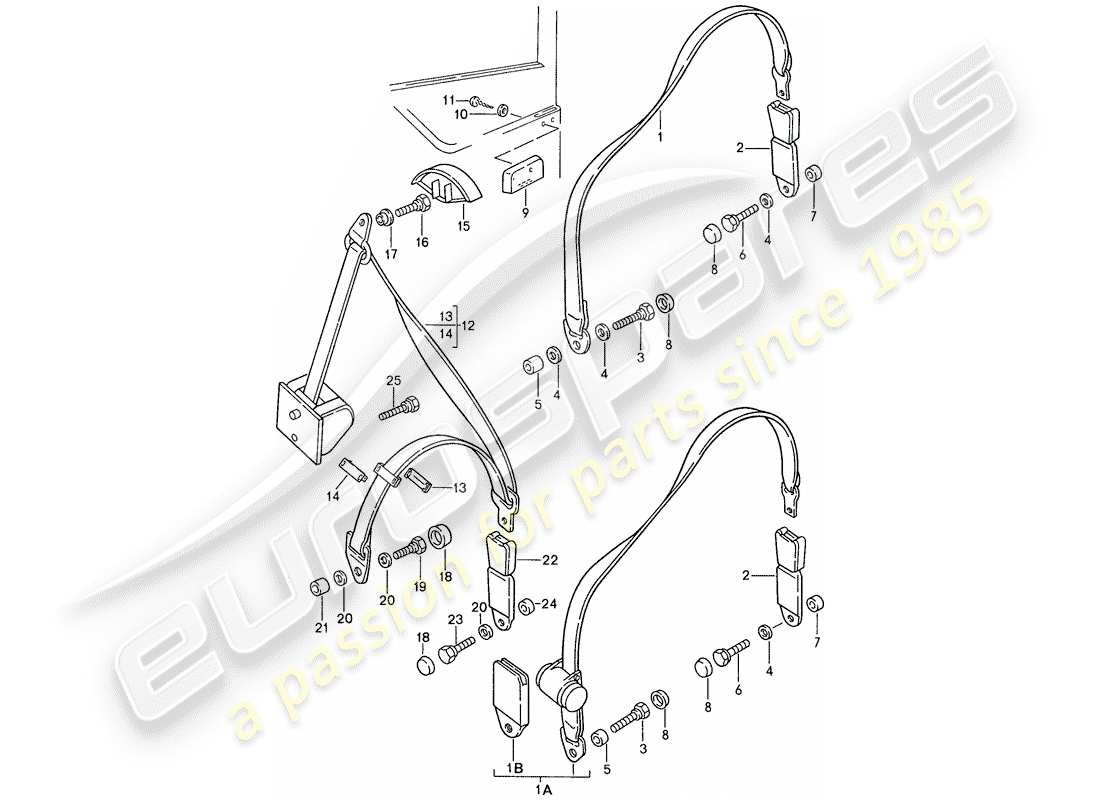 porsche 1990 (944) ceinture de sécurité schéma des pièces