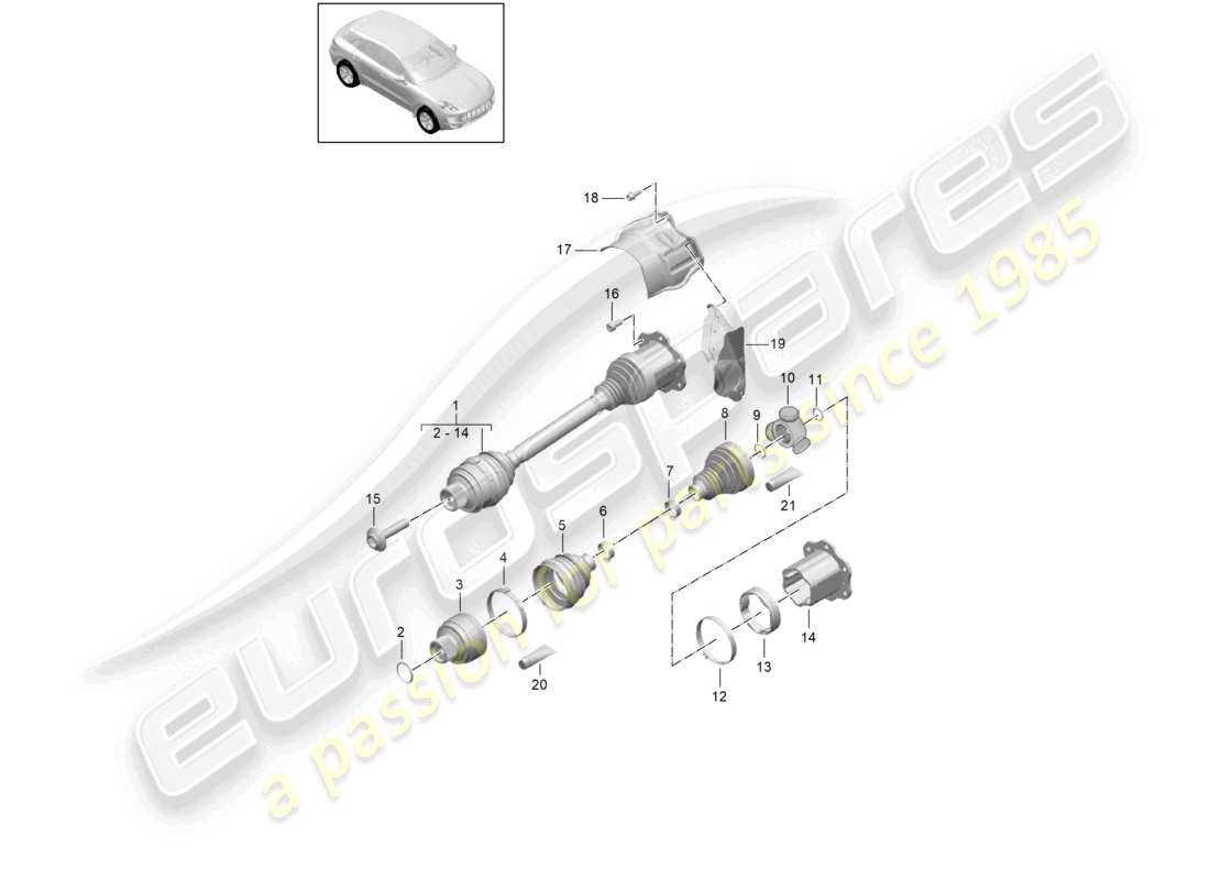 porsche 2018 (macan) arbre de transmission d - mj 2017>> schéma des pièces