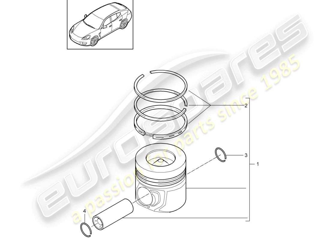 porsche 2010 (cayenne e1 9pa) ensemble piston 1 : segments de piston schéma des pièces