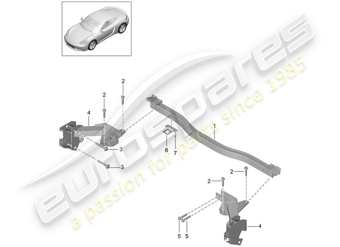 porsche 2018 (718 cayman) diagramme des pièces de la traverse
