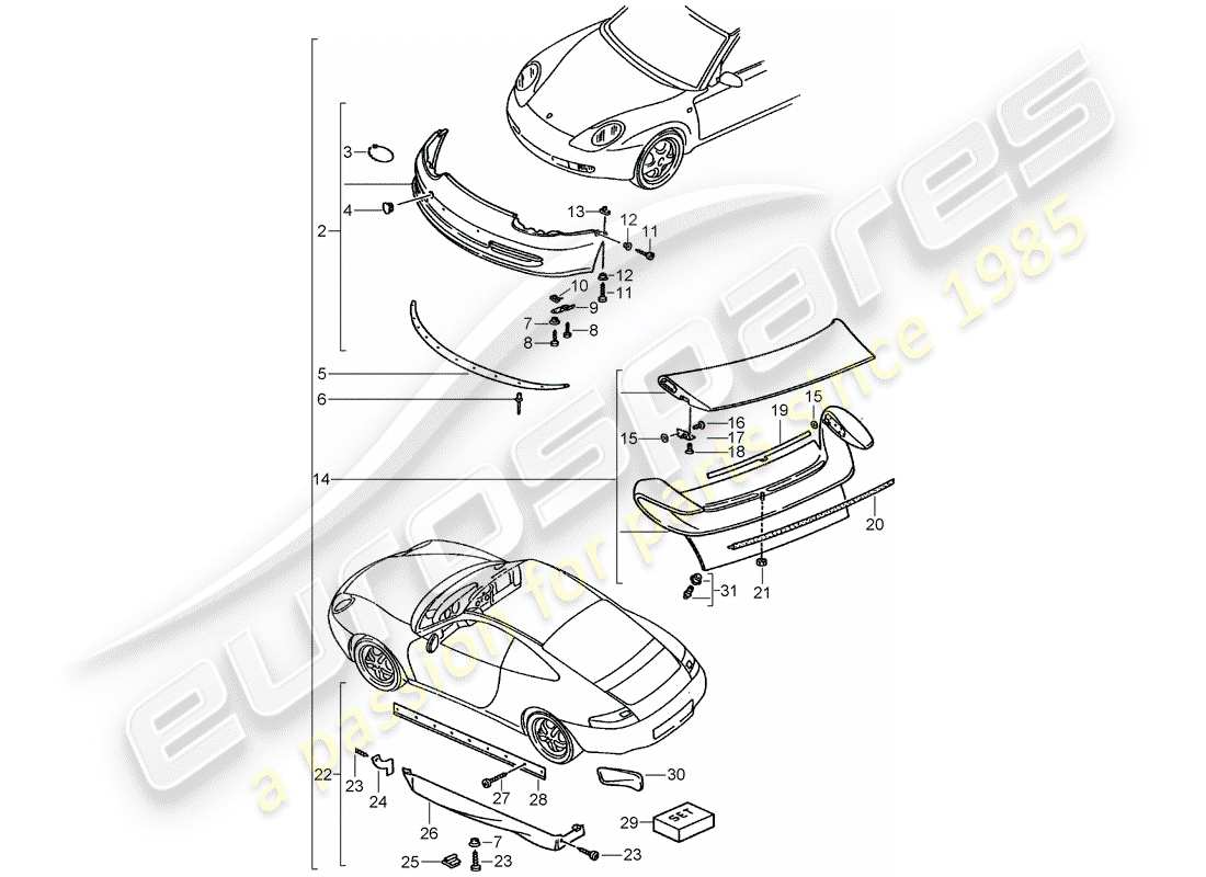 porsche 2011 (tequipment) diagramme des pièces aerokit
