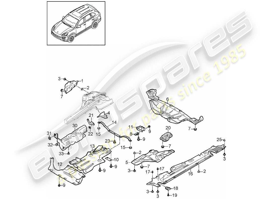 porsche 2016 (cayenne e2 92a) garniture schéma des pièces