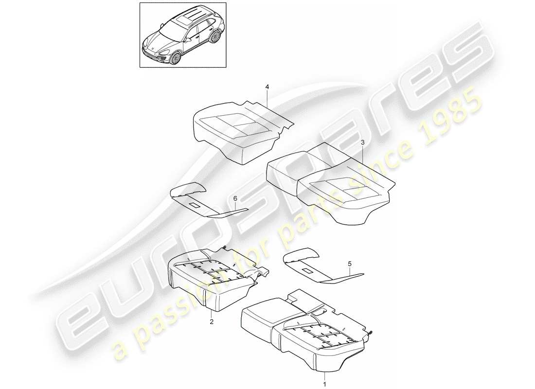 porsche 2013 (cayenne e2 92a) coussin de siege schéma des pièces