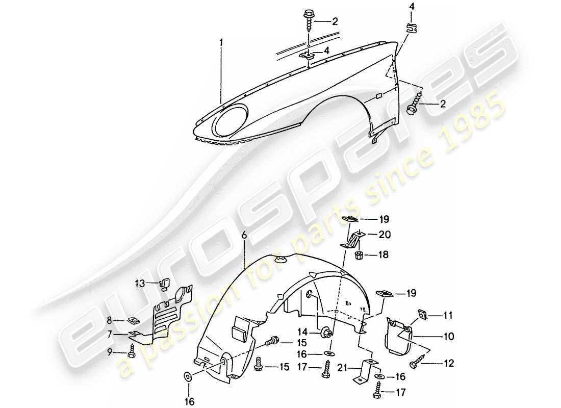 porsche 1993 (968) diagramme des pièces fender