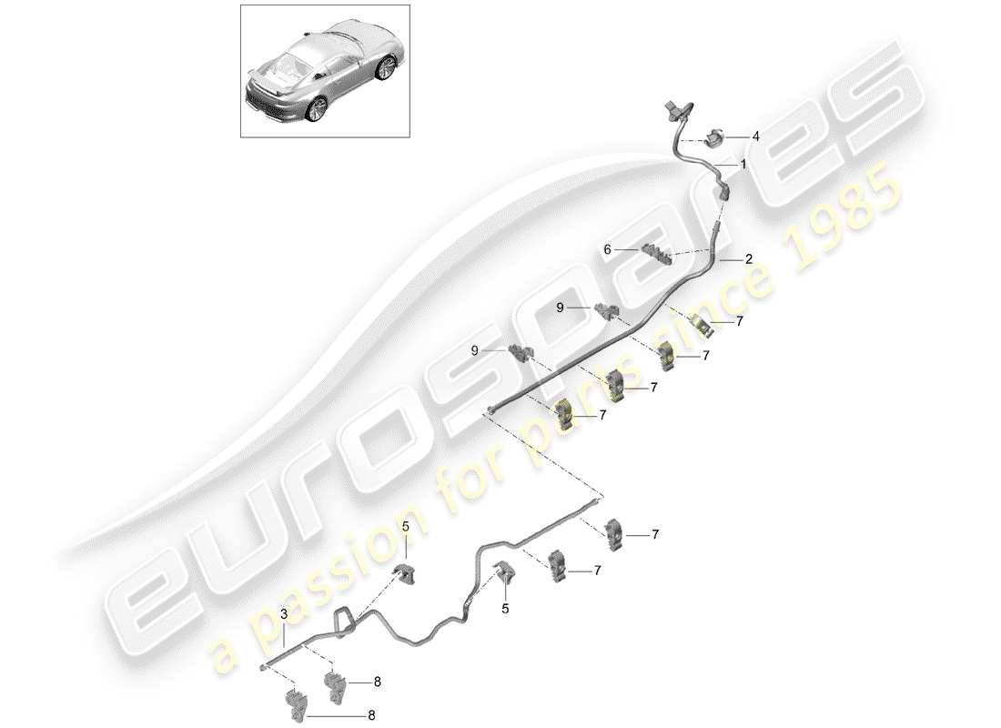 porsche 2020 (991-2 r/gt3/rs) ligne de vide schéma des pièces