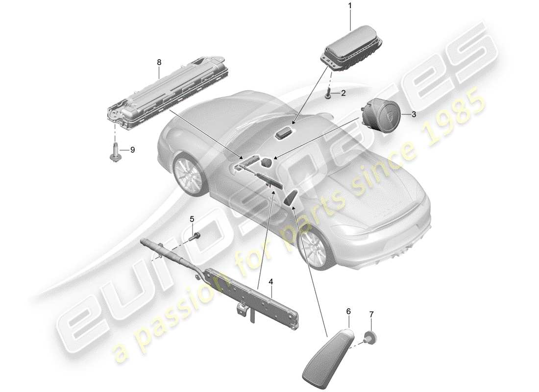 porsche 2016 (981 boxster spyder) airbag schéma des pièces