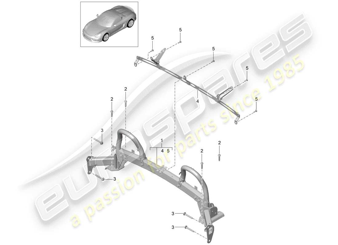 porsche 2016 (981 boxster spyder) barre de rouleau schéma des pièces