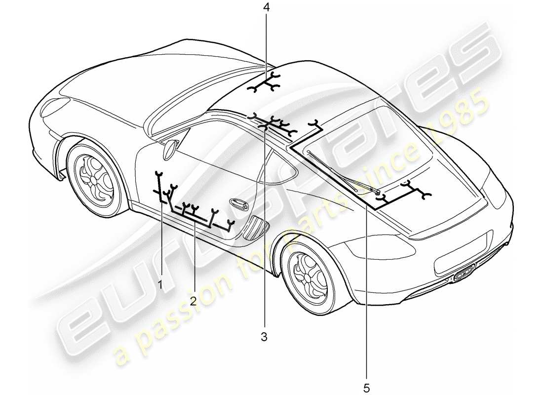 porsche 2010 (987 cayman) faisceaux de câbles schéma des pièces