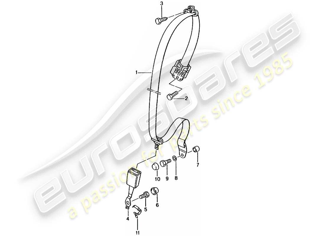 porsche 2002 (996) ceinture de sécurité à trois points schéma des pièces