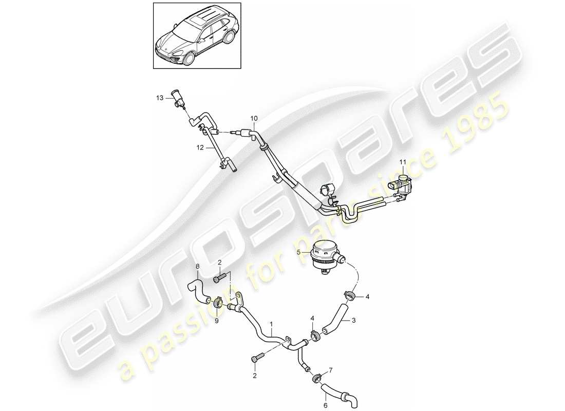 porsche 2016 (cayenne e2 92a) reniflard de carter schéma des pièces