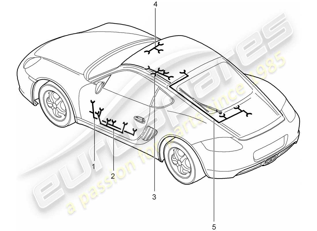 porsche 2008 (987 cayman) faisceaux de câbles schéma des pièces