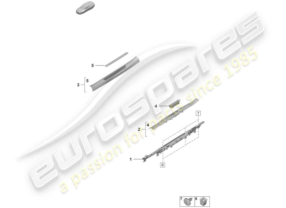 porsche 2019 (992-1) garniture de longeron schéma des pièces