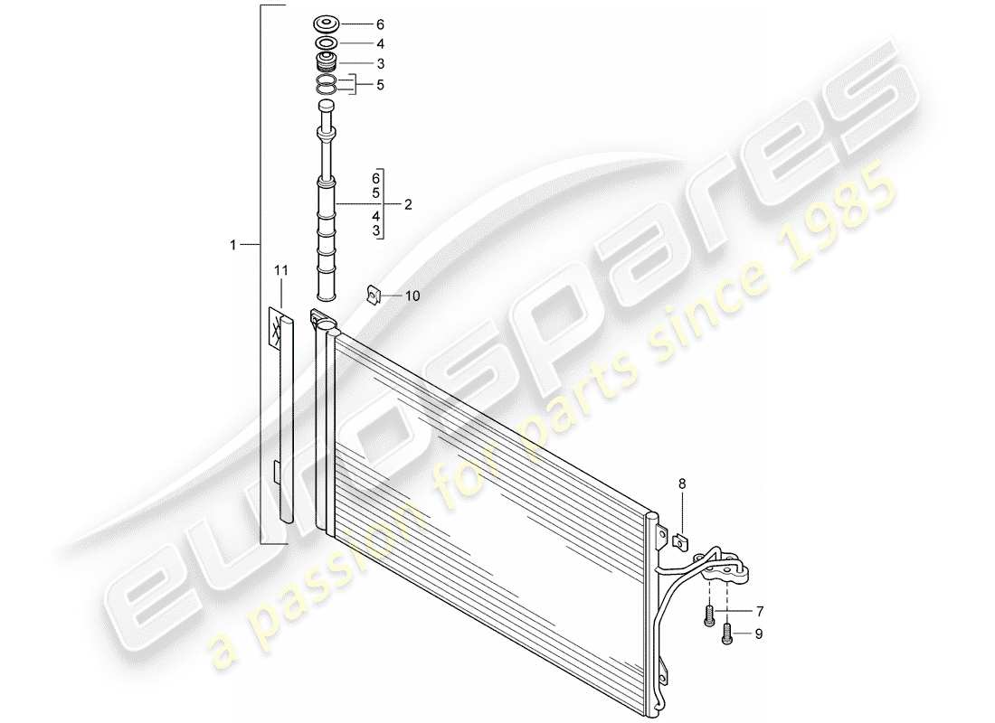 porsche 2008 (cayenne e1 9pa) diagramme des pièces du condensateur
