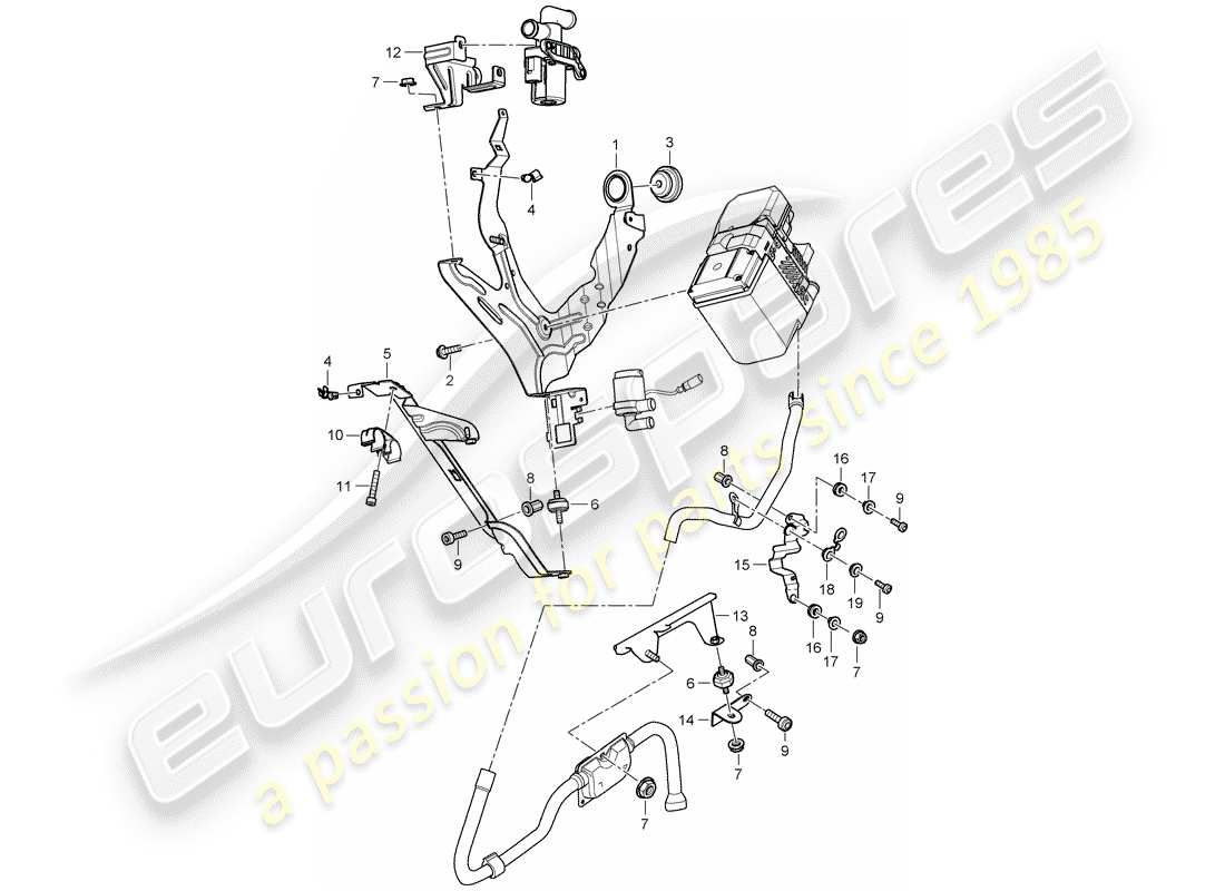 porsche 2010 (cayenne e1 9pa) schéma des pièces du support
