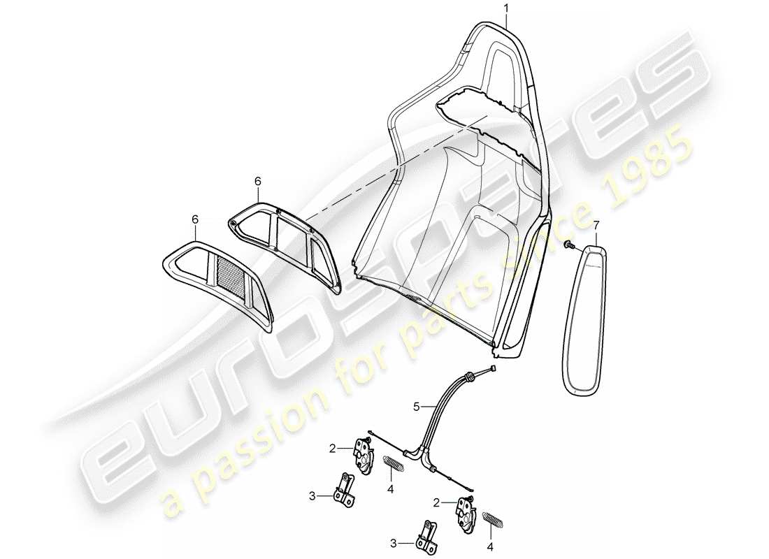 porsche 2007 (987 cayman) coque de dossier schéma des pièces
